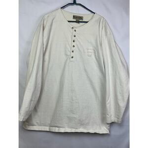 Vintage BUM Equipment Men's Size XL Cream Long Sleeve Heavyweight Henley Shirt
